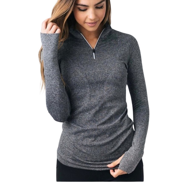 ZYIA Active Heather Grey Fog Performance 1/4 Zip Long Sleeve Top Women's Medium - Picture 1 of 4